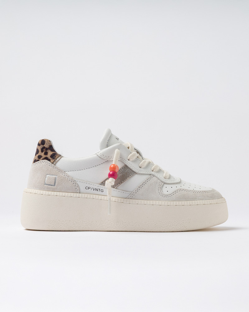 DATE COURT PLATFORM VINTAGE CALF WHITE-LEOPARD