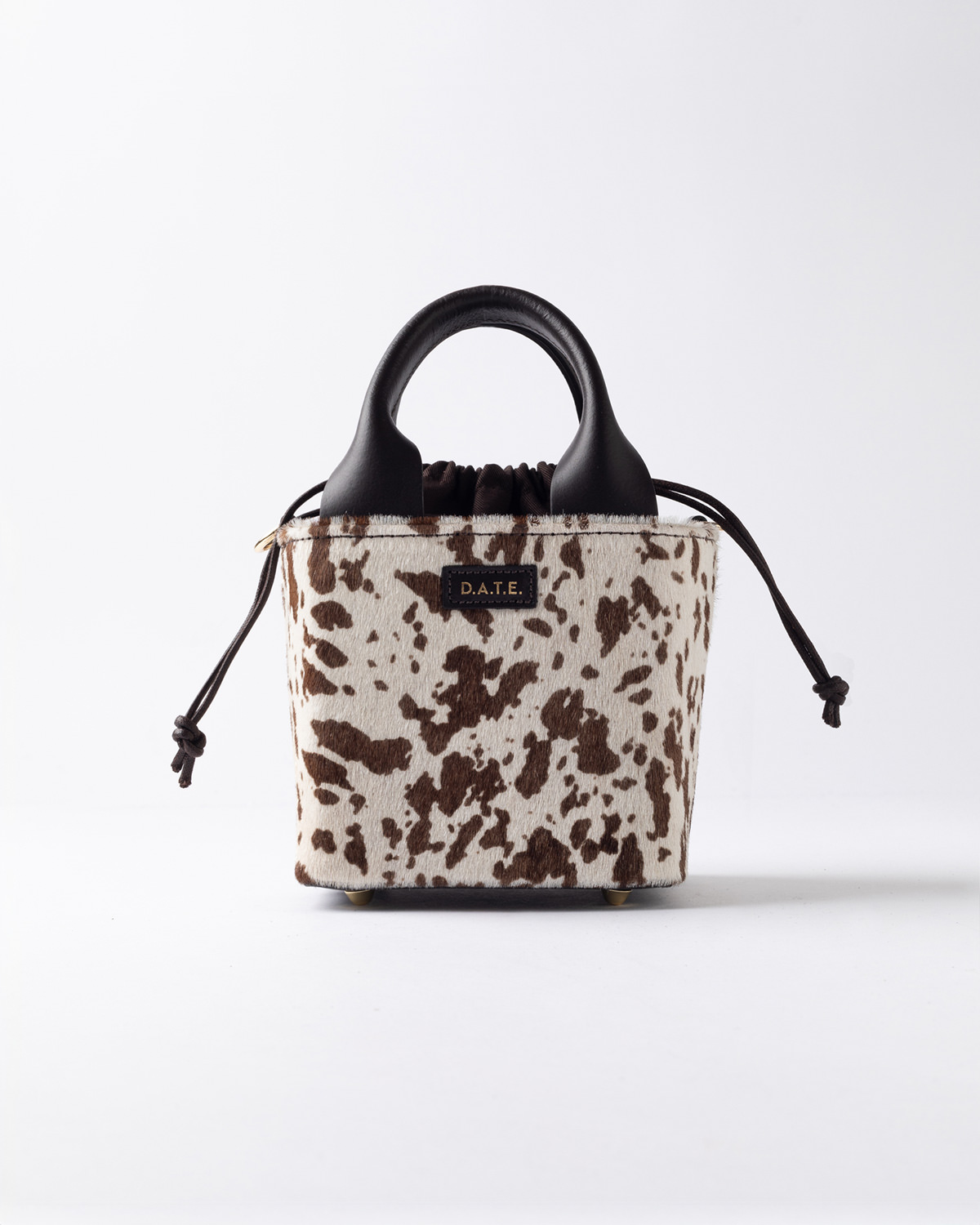 D.A.T.E.: CUBO BAG COW WHITE-BROWN